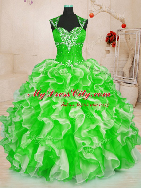 Edgy Ball Gowns Vestidos de Quinceanera Sweetheart Organza Sleeveless Floor Length Lace Up