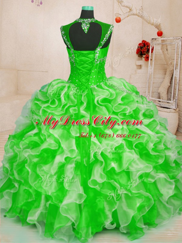 Edgy Ball Gowns Vestidos de Quinceanera Sweetheart Organza Sleeveless Floor Length Lace Up