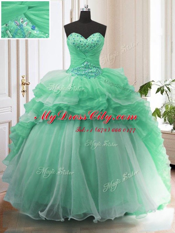 High End Sleeveless Sweep Train Lace Up With Train Beading 15 Quinceanera Dress