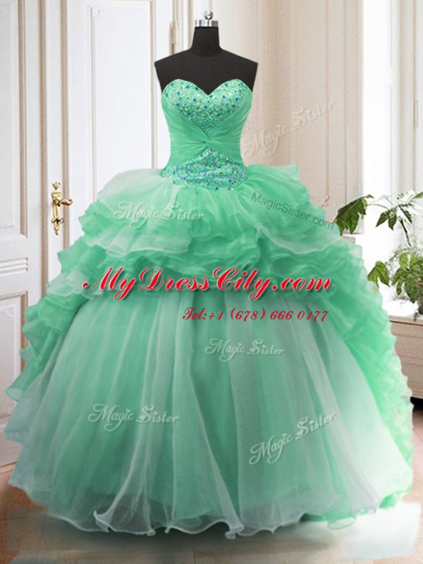 High End Sleeveless Sweep Train Lace Up With Train Beading 15 Quinceanera Dress