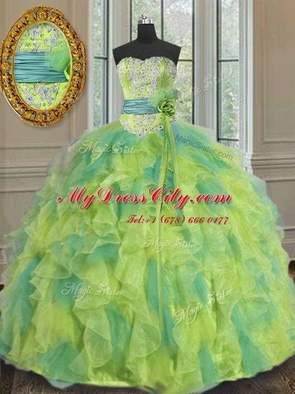 Floor Length Multi-color Quinceanera Dresses Sweetheart Sleeveless Lace Up