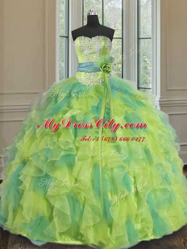 Floor Length Multi-color Quinceanera Dresses Sweetheart Sleeveless Lace Up