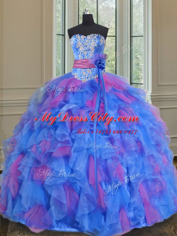 Top Selling Ball Gowns 15 Quinceanera Dress Multi-color Sweetheart Organza Sleeveless Floor Length Lace Up