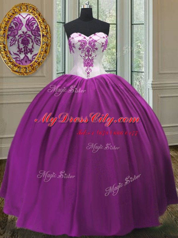 Enchanting Ball Gowns Quinceanera Gowns Purple Sweetheart Taffeta Sleeveless Floor Length Lace Up