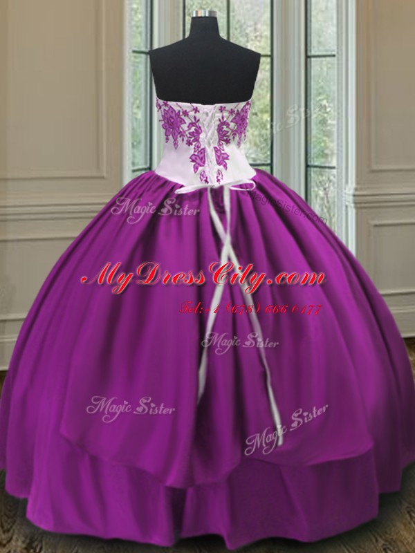 Enchanting Ball Gowns Quinceanera Gowns Purple Sweetheart Taffeta Sleeveless Floor Length Lace Up