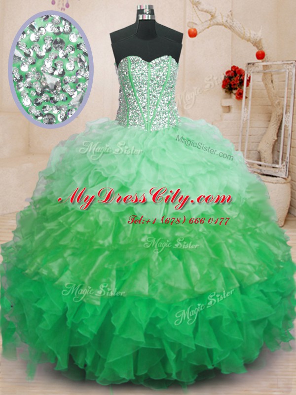 Multi-color Sleeveless Ruffles Floor Length Ball Gown Prom Dress