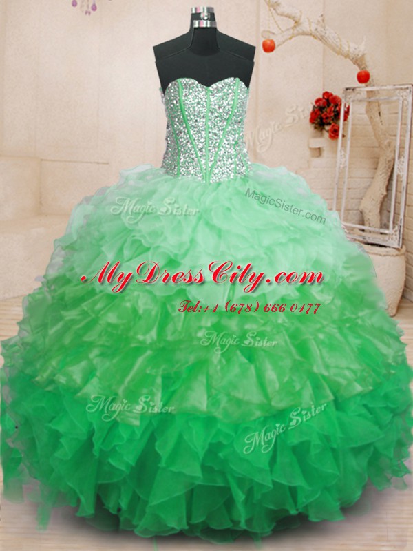 Multi-color Sleeveless Ruffles Floor Length Ball Gown Prom Dress