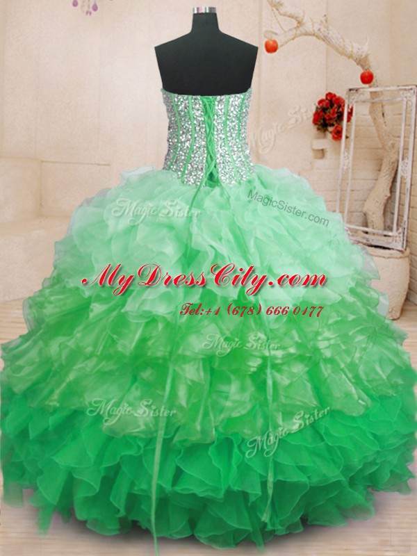 Multi-color Sleeveless Ruffles Floor Length Ball Gown Prom Dress