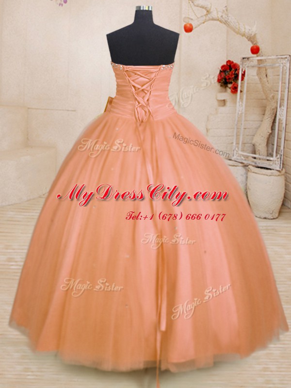 Low Price Orange Sweetheart Lace Up Beading and Bowknot Quinceanera Dresses Sleeveless