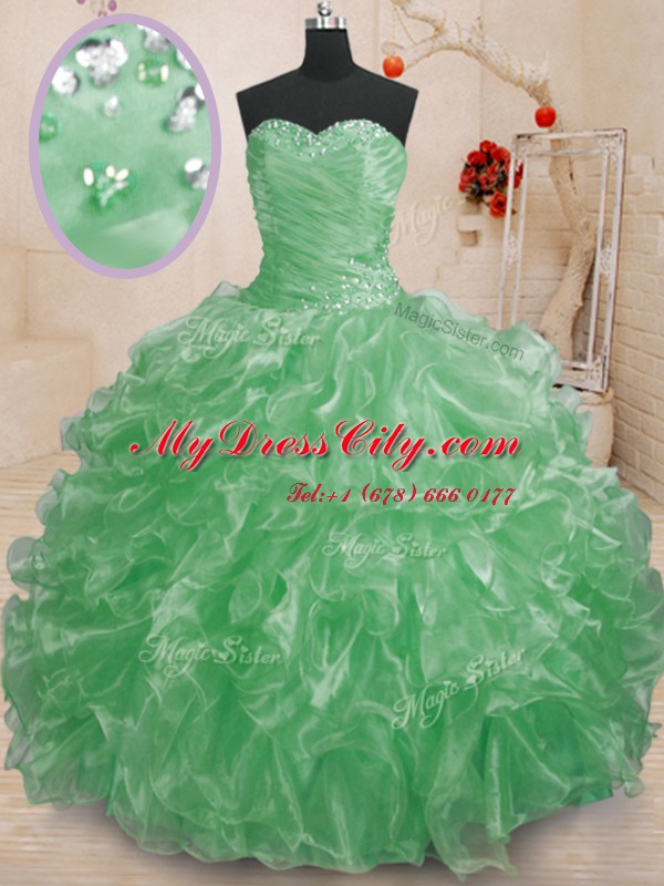 Sleeveless Beading and Ruffles Lace Up Quinceanera Dress