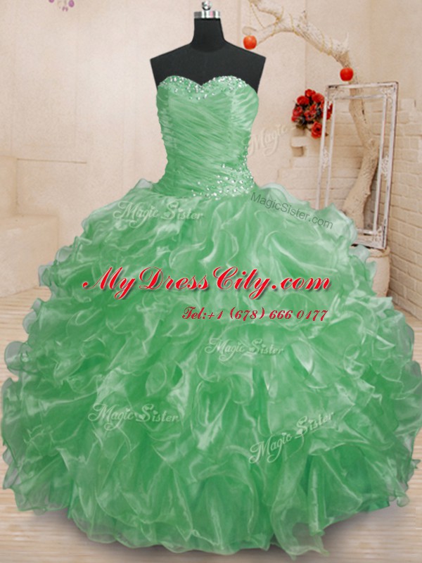 Sleeveless Beading and Ruffles Lace Up Quinceanera Dress