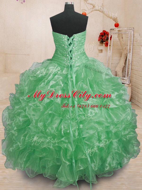 Sleeveless Beading and Ruffles Lace Up Quinceanera Dress