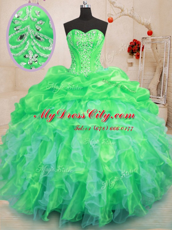 Floor Length Green Sweet 16 Quinceanera Dress Sweetheart Sleeveless Lace Up