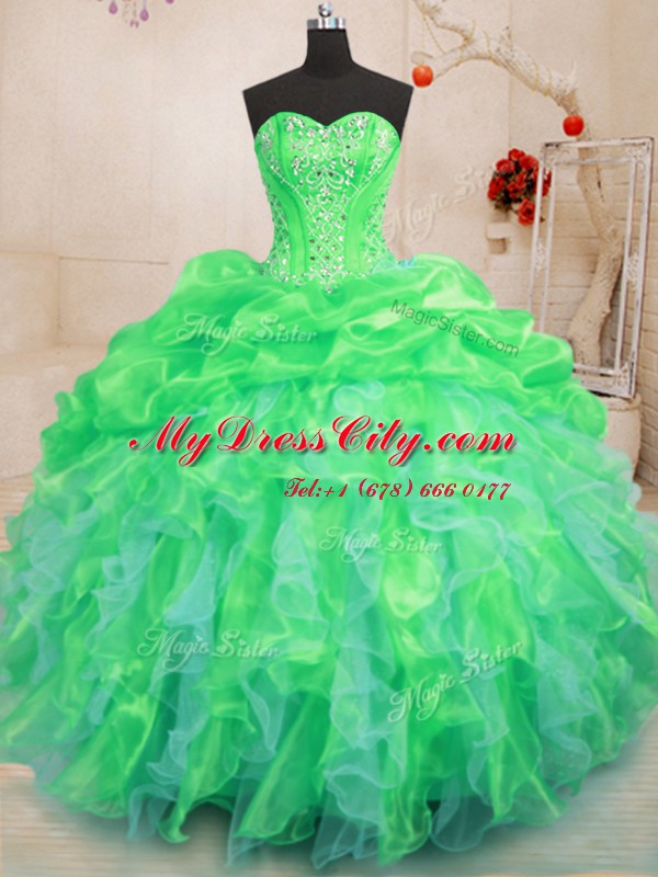 Floor Length Green Sweet 16 Quinceanera Dress Sweetheart Sleeveless Lace Up