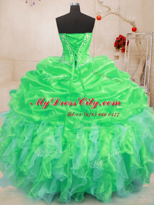 Floor Length Green Sweet 16 Quinceanera Dress Sweetheart Sleeveless Lace Up