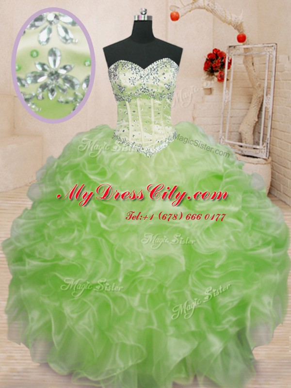 Sleeveless Beading and Ruffles Floor Length Ball Gown Prom Dress