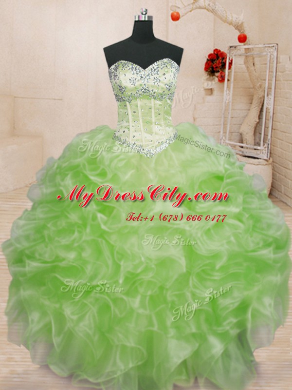 Sleeveless Beading and Ruffles Floor Length Ball Gown Prom Dress