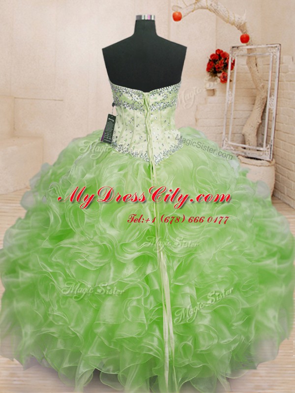 Sleeveless Beading and Ruffles Floor Length Ball Gown Prom Dress