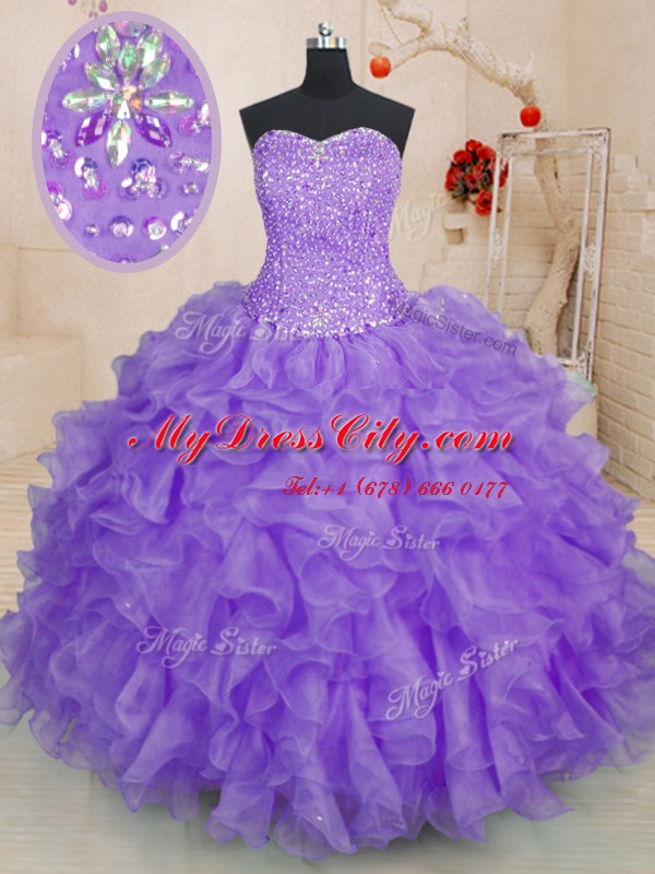 Lovely Sleeveless Beading and Ruffles Lace Up Sweet 16 Quinceanera Dress