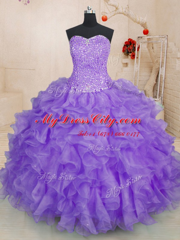 Lovely Sleeveless Beading and Ruffles Lace Up Sweet 16 Quinceanera Dress