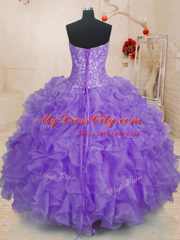 Lovely Sleeveless Beading and Ruffles Lace Up Sweet 16 Quinceanera Dress