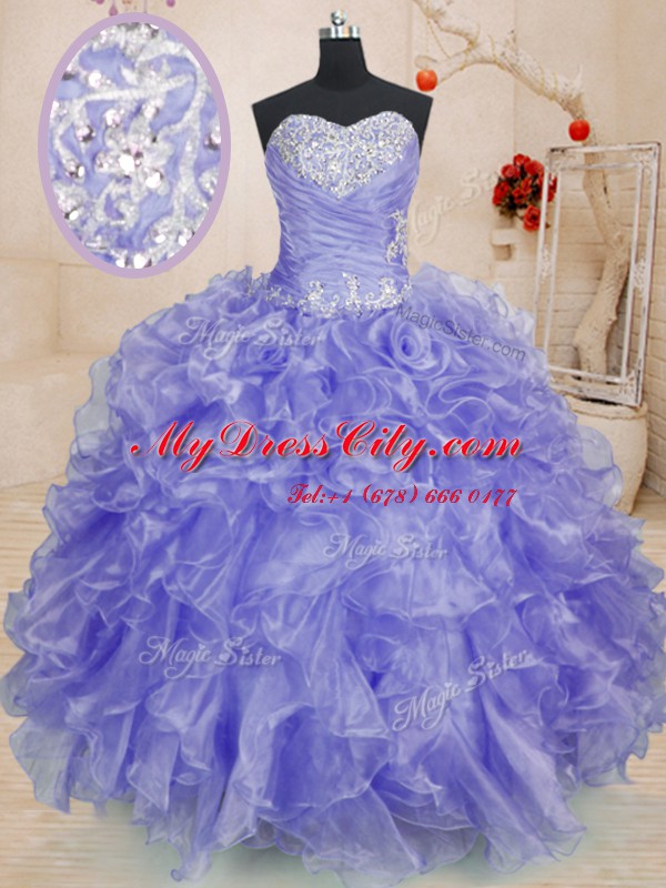 Long Sleeves Lace Up Floor Length Beading and Ruffles Sweet 16 Dresses