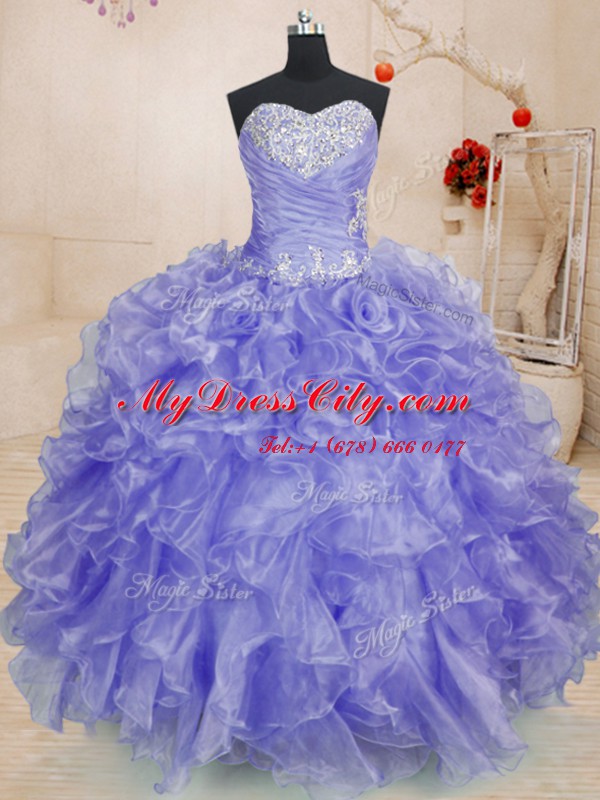 Long Sleeves Lace Up Floor Length Beading and Ruffles Sweet 16 Dresses