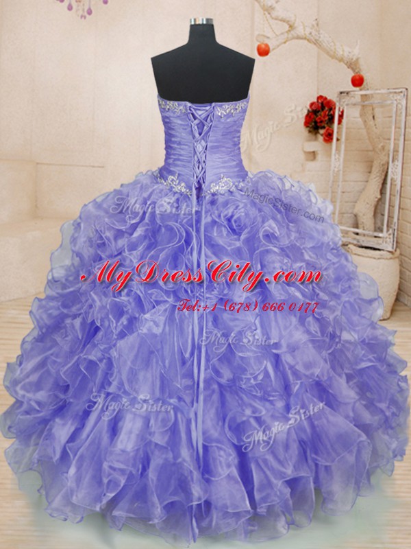 Long Sleeves Lace Up Floor Length Beading and Ruffles Sweet 16 Dresses