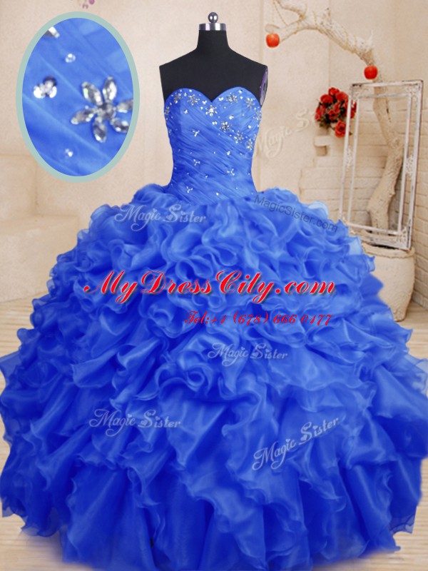 Admirable Sleeveless Beading and Ruffles Lace Up Vestidos de Quinceanera