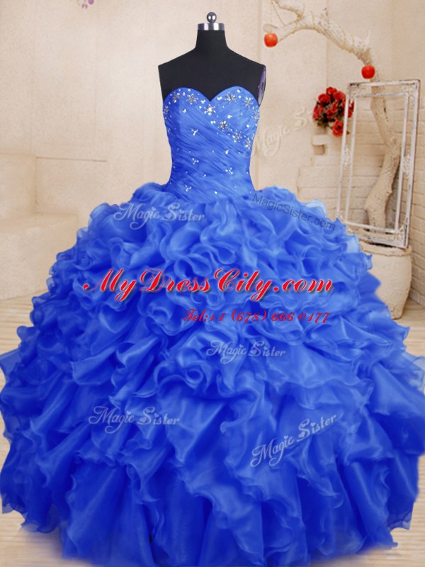 Admirable Sleeveless Beading and Ruffles Lace Up Vestidos de Quinceanera