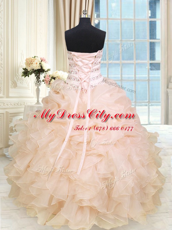 Sleeveless Beading and Ruffles Lace Up Sweet 16 Dresses