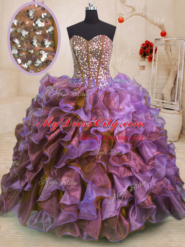 High Quality Floor Length Multi-color Quinceanera Dress Sweetheart Sleeveless Lace Up