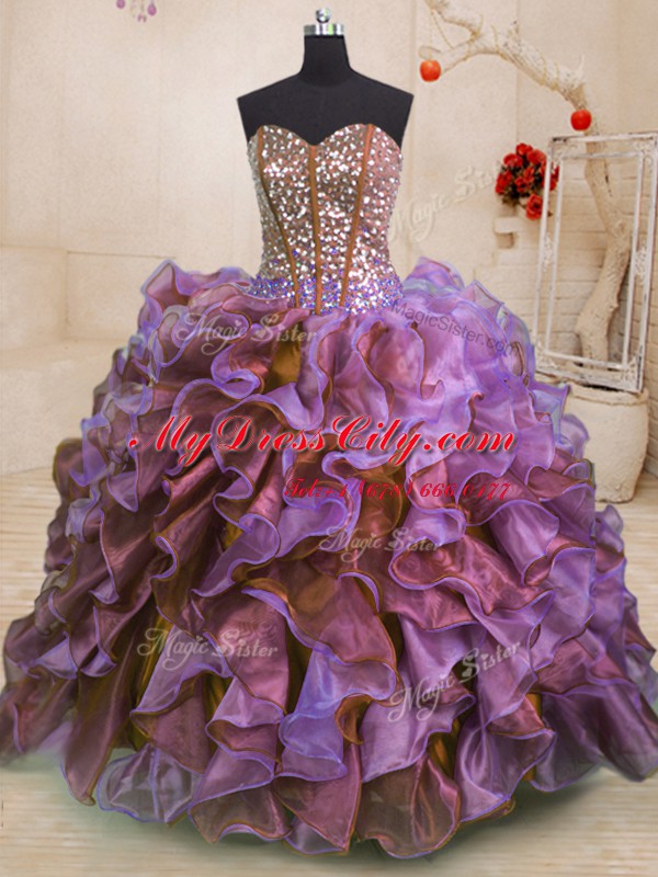 High Quality Floor Length Multi-color Quinceanera Dress Sweetheart Sleeveless Lace Up