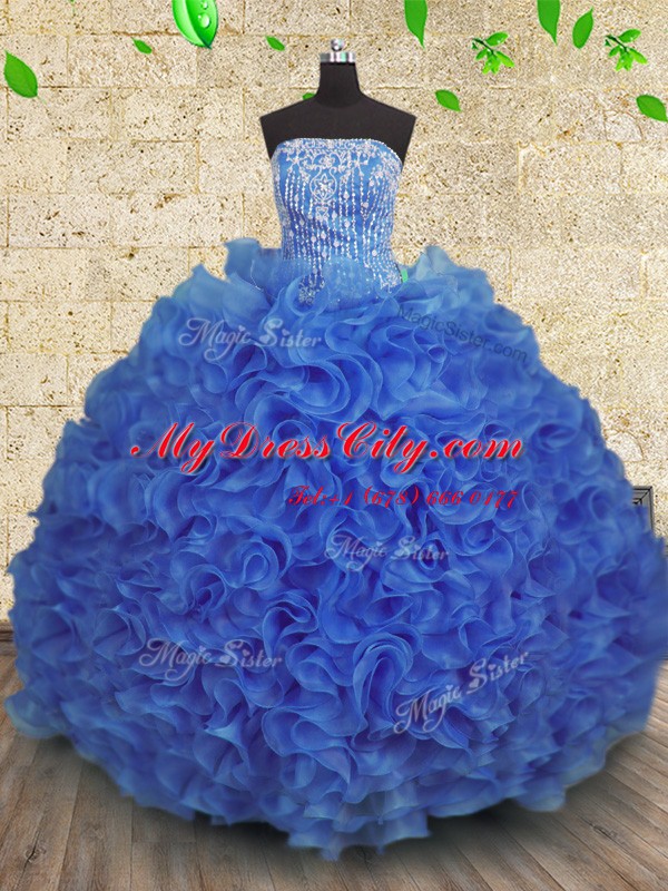 Custom Fit Floor Length Ball Gowns Sleeveless Royal Blue Quinceanera Dress Lace Up