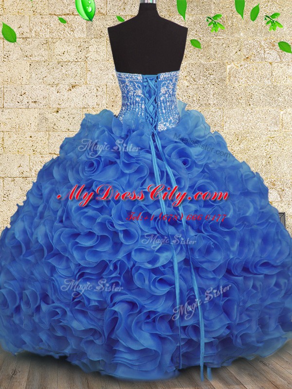 Custom Fit Floor Length Ball Gowns Sleeveless Royal Blue Quinceanera Dress Lace Up