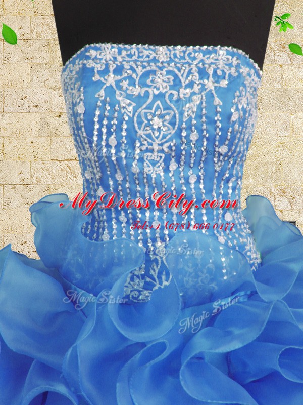 Custom Fit Floor Length Ball Gowns Sleeveless Royal Blue Quinceanera Dress Lace Up