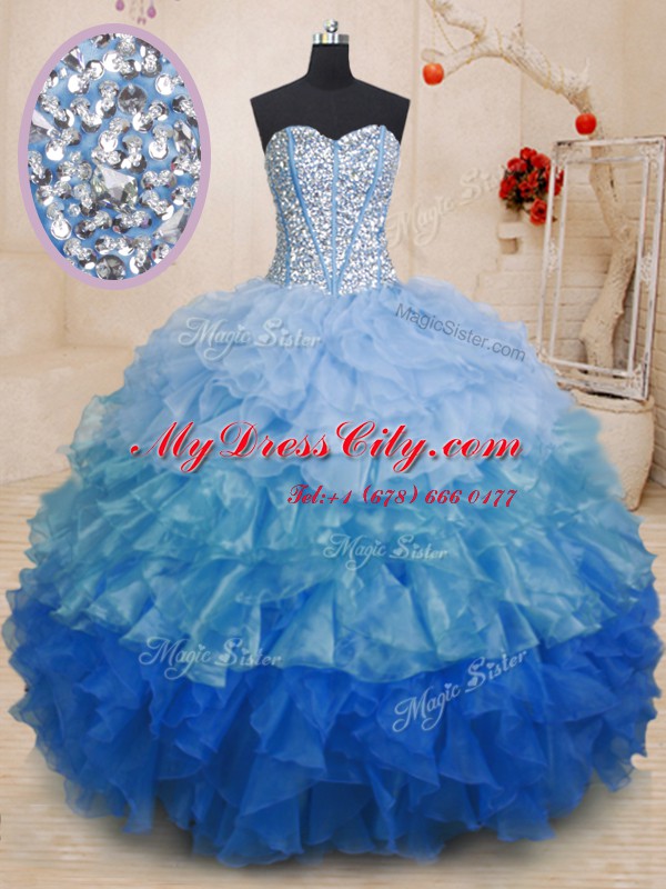 Unique Floor Length Multi-color Quinceanera Dress Sweetheart Sleeveless Lace Up