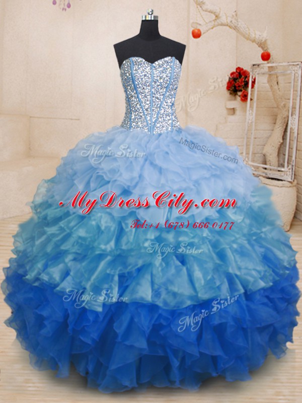 Unique Floor Length Multi-color Quinceanera Dress Sweetheart Sleeveless Lace Up