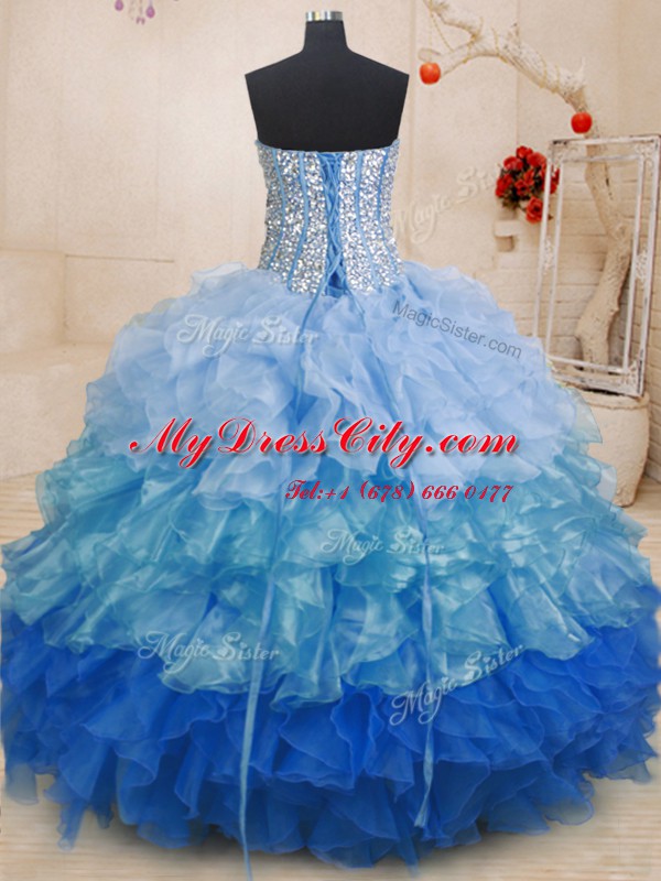 Unique Floor Length Multi-color Quinceanera Dress Sweetheart Sleeveless Lace Up