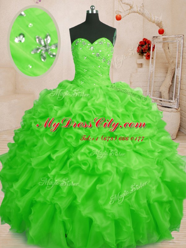 Exceptional Ball Gowns Sweet 16 Dress Sweetheart Organza Sleeveless Floor Length Lace Up