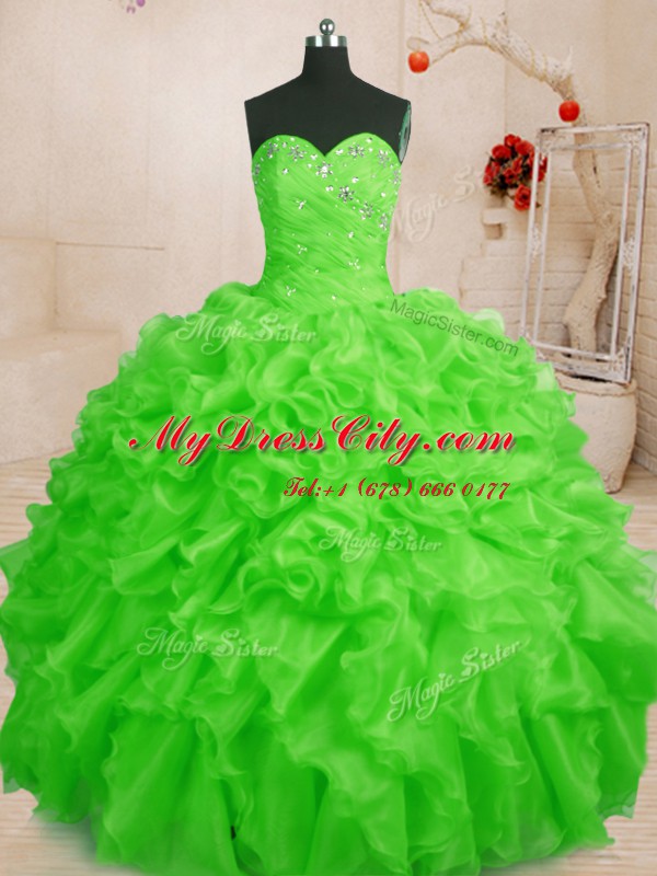 Exceptional Ball Gowns Sweet 16 Dress Sweetheart Organza Sleeveless Floor Length Lace Up