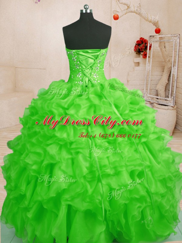 Exceptional Ball Gowns Sweet 16 Dress Sweetheart Organza Sleeveless Floor Length Lace Up