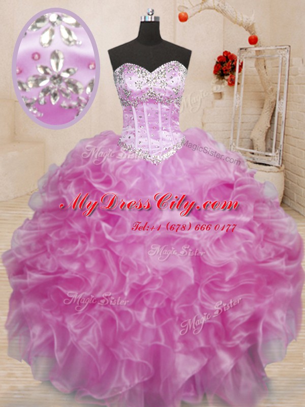 Customized Floor Length Ball Gowns Sleeveless Lilac Sweet 16 Quinceanera Dress Lace Up