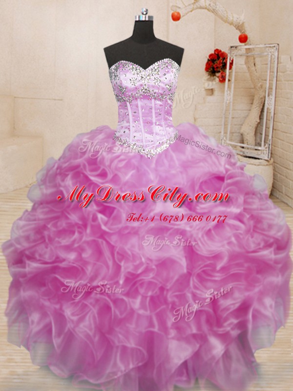 Customized Floor Length Ball Gowns Sleeveless Lilac Sweet 16 Quinceanera Dress Lace Up