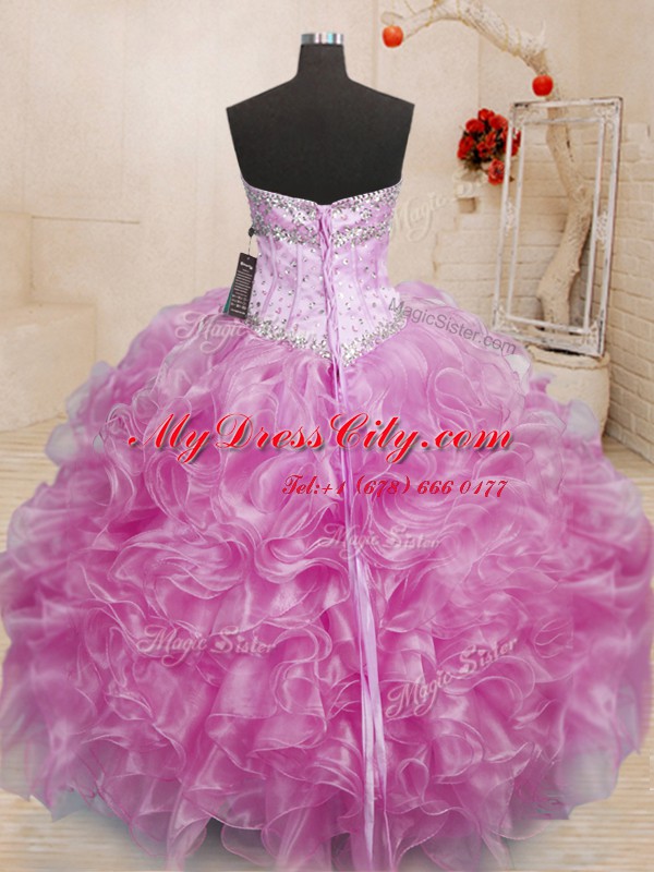 Customized Floor Length Ball Gowns Sleeveless Lilac Sweet 16 Quinceanera Dress Lace Up