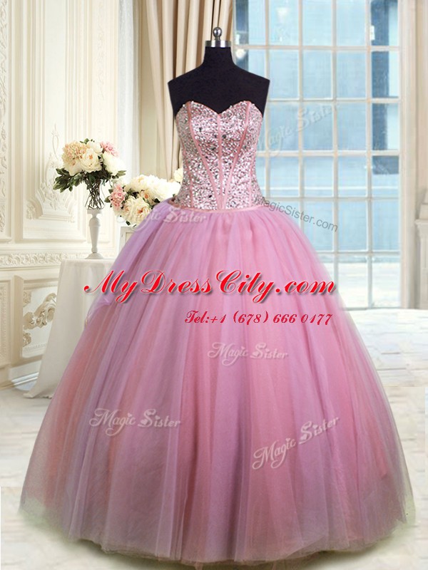 Three Piece Lavender Sweetheart Lace Up Beading Quinceanera Dress Sleeveless