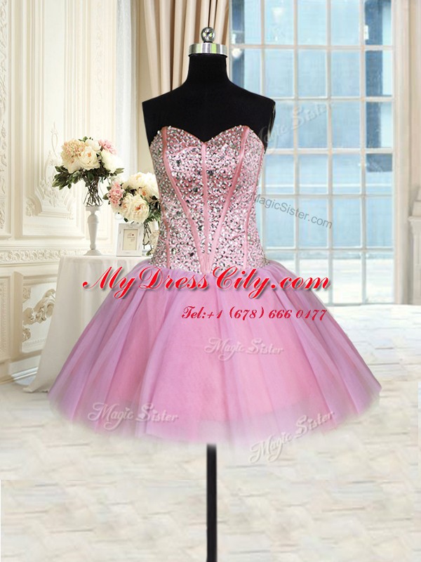 Three Piece Lavender Sweetheart Lace Up Beading Quinceanera Dress Sleeveless