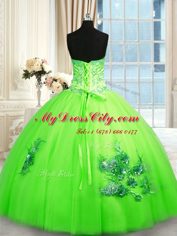 Ideal Sweetheart Sleeveless Lace Up Sweet 16 Dresses Tulle