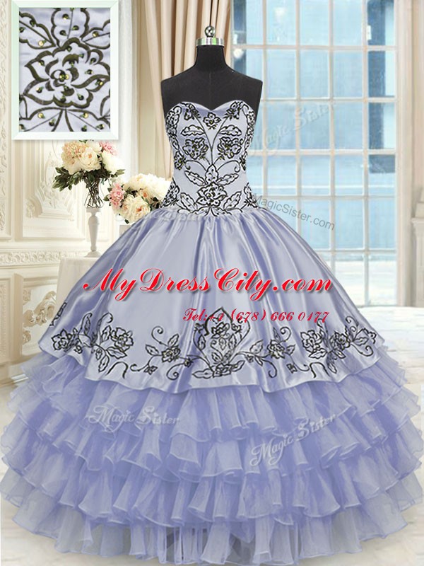 Sleeveless Beading and Embroidery and Ruffled Layers Lace Up Quinceanera Gowns