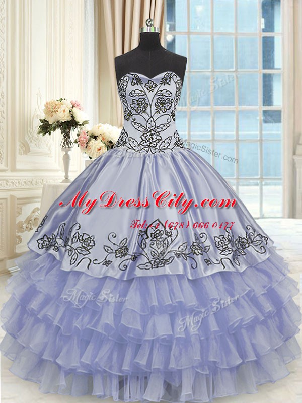 Sleeveless Beading and Embroidery and Ruffled Layers Lace Up Quinceanera Gowns